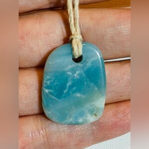 Natural Amazonite & Hemp Necklace Soothing Blue Gemstone Custom Size Handcrafted